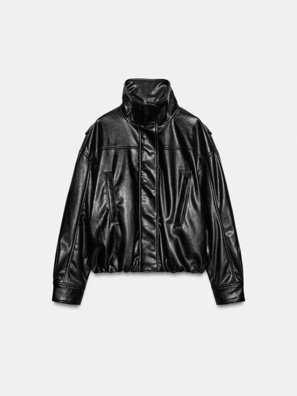NWT Zara Black Faux Leather Oversized Jacket – Size Small